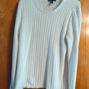 Karen Scott Cream Cable Knit Sweater
